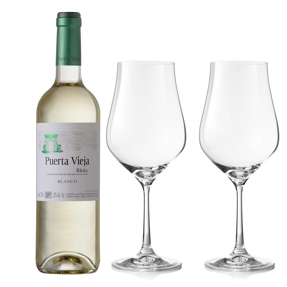 Puerta Vieja Rioja Blanco And Crystal Classic Collection Wine Glasses